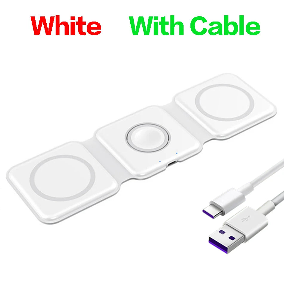 3-in-1 Foldable Wireless Charging Station – Fast Charger for Phone, Watch & Earbuds