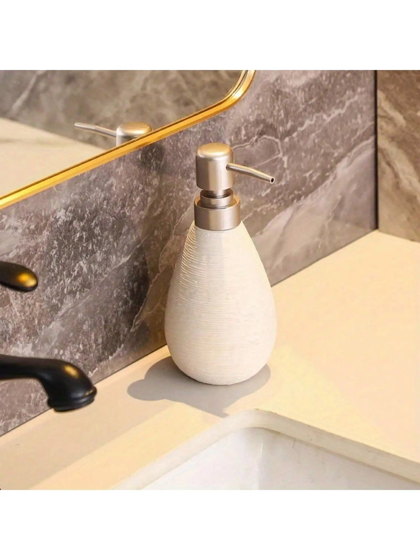 Creative Retro Style Ceramic Push-Type Soap Dispenser With Pump, Hand Soap Bottle, Suitable For Bathrooms Kitchens And Toilets