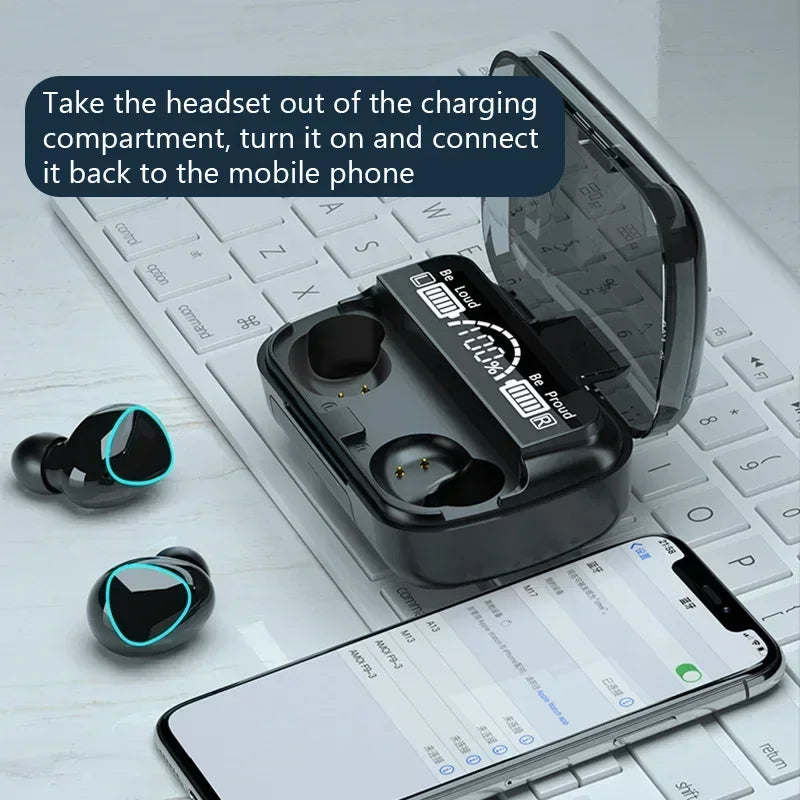 M10 Pro Bluetooth Earbuds – HiFi Stereo Sound with LED Display & Waterproof Design