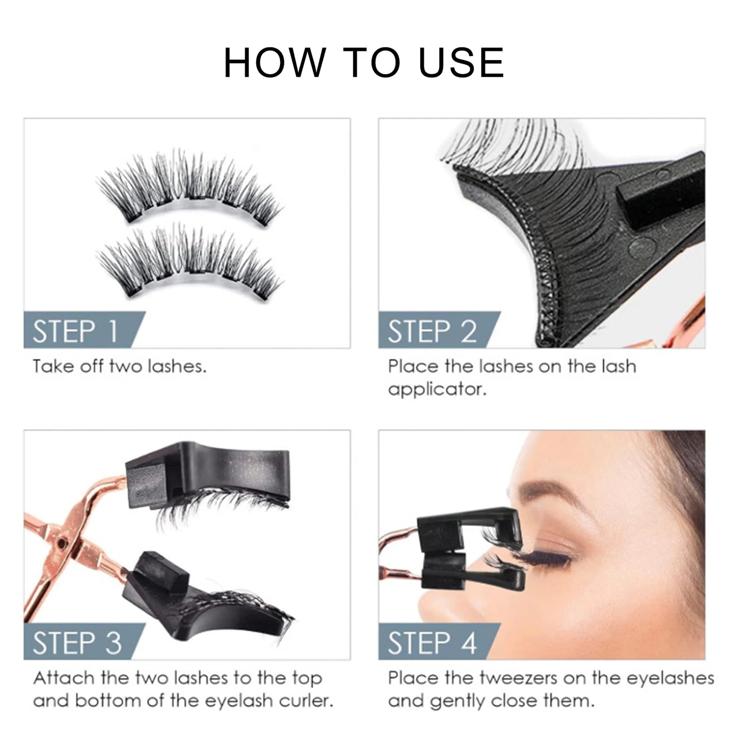 8pcs Magnetic Eyelashes Glue-free cluster lashes reusable false eyelash Eye Lash for Eye-Lifting Effect DIY Makeup Use