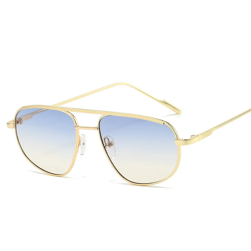 Metal Punk Square Pilot Sunglasses Women Men Luxury Brand Metal Half Frame Sun Glasses Female Gradient Shades Eyewear