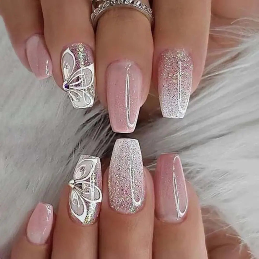 24PCS waterproof French Ombre Press-On Nails