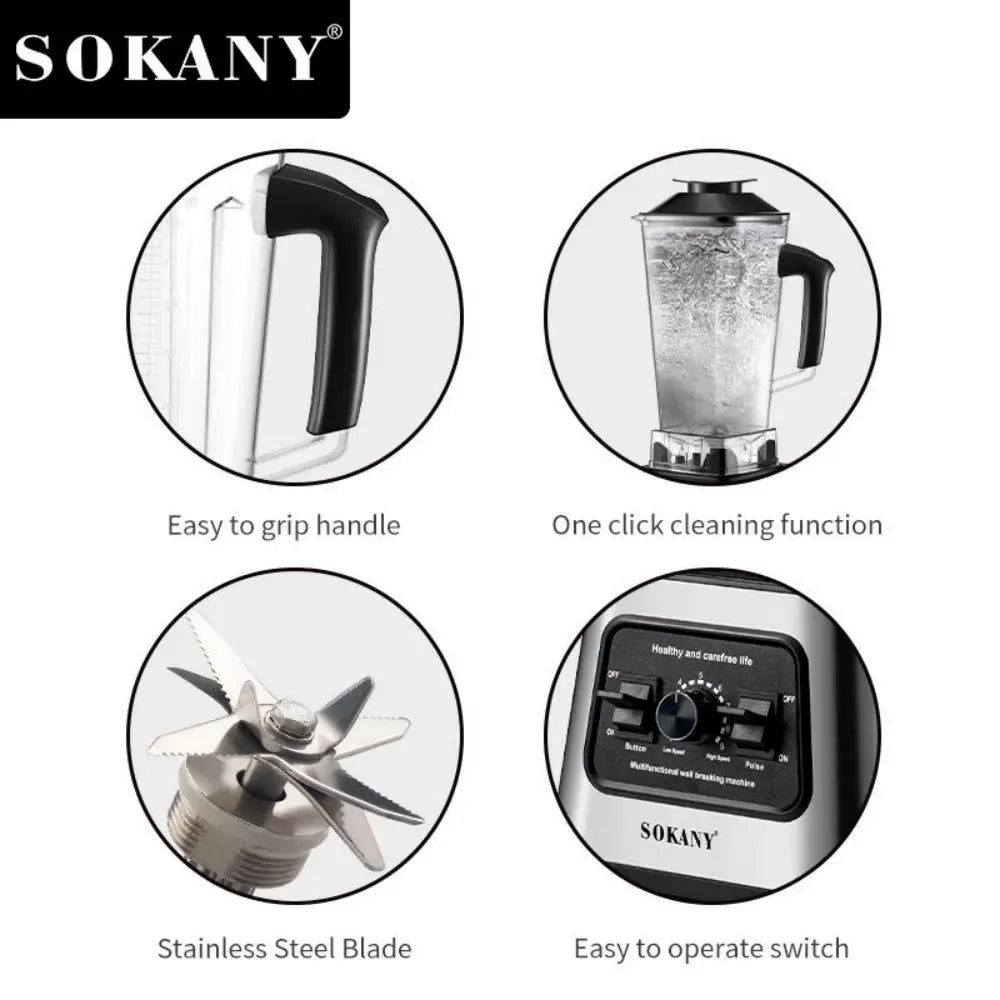 1 Sokany Plug Type 2.5L Multifunctional Wall Breaking Machine, Blender, Ice Crusher, Cooking Machine SK-999 6000W High-power
