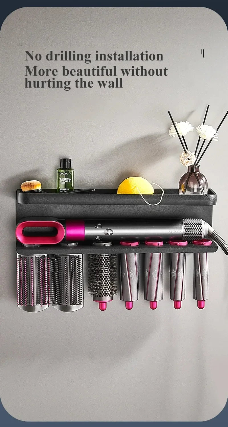 Wall Hairdryer Holder Dyson Airwrap Storage Shelf Makeup Storage Rack Dryer Hair Curler Stand Bathroom Organizer Home Accessory