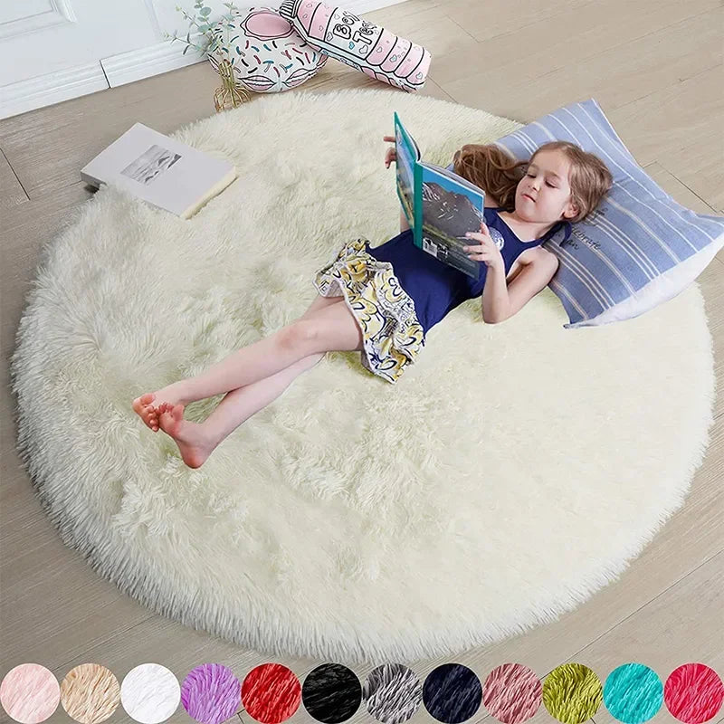 Soft Luxe Round Carpet – Fluffy White Rug for Living Room, Kid’s Room & More