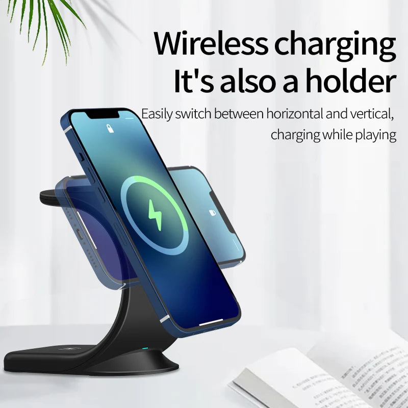 New Magnetic 3 in 1 Wireless Charger for Smart Phone/12 5-15W Wireless Charging Station for Watch/Earphones Phone Holder/Bracket