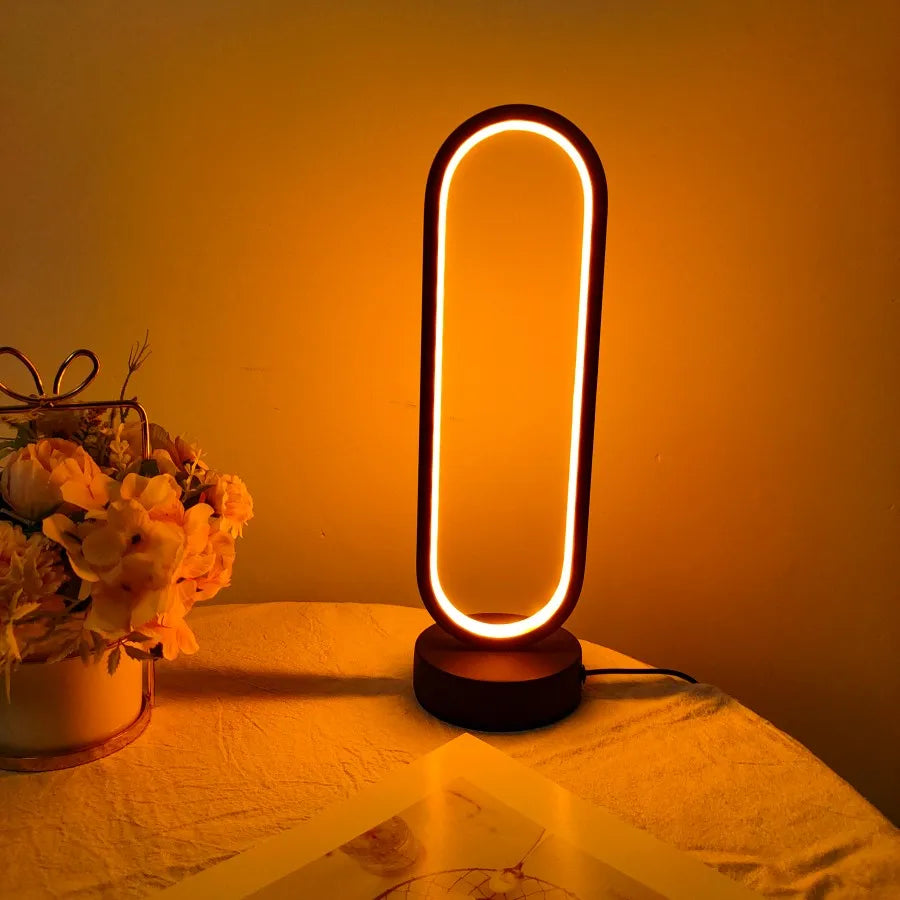 LED Ring Bedside Lamp – 3-Color Dimmable Night Light for Bedroom & Living Room