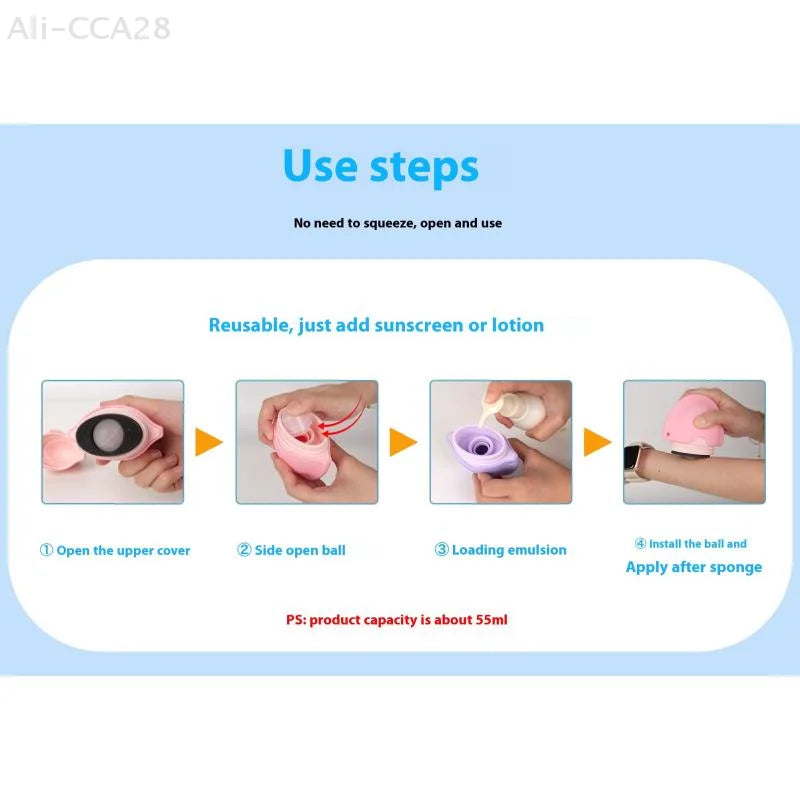Silicone Suncream Roller Applicator Refillable Oval Isolation Lotion Cream Bottles Stitching Color Cosmetics Tool Travel