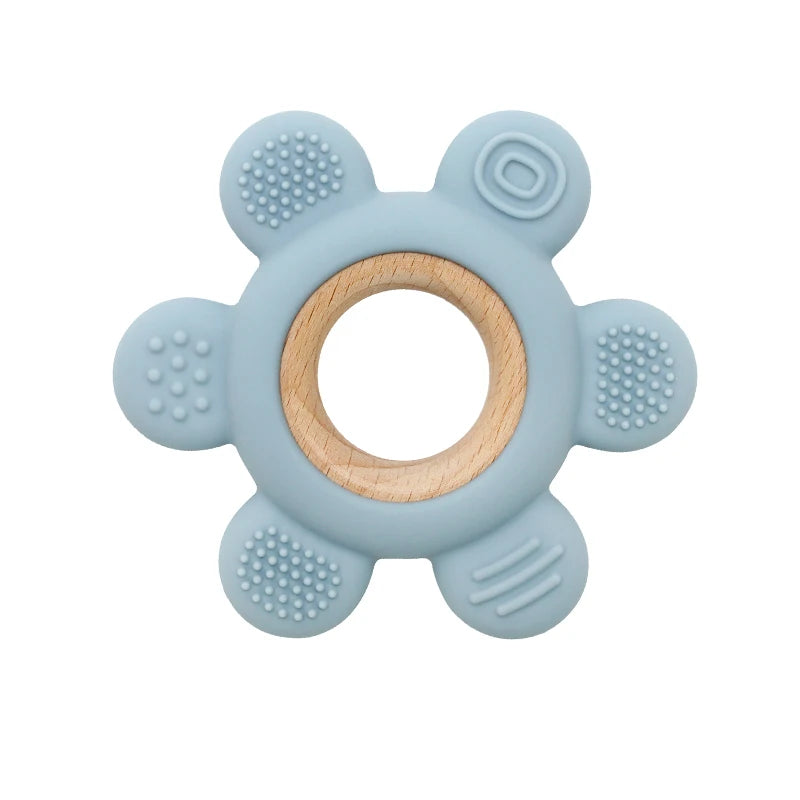 Color Kids Silicone Teether Toy Baby Rattle Toy Teething Ring Sensory Toys For Toddlers Teething Chewing Toy Baby Accessories