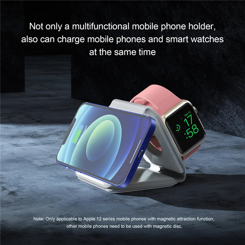 3-in-1 Foldable Wireless Charging Station – Fast Charger for Phone, Watch & Earbuds