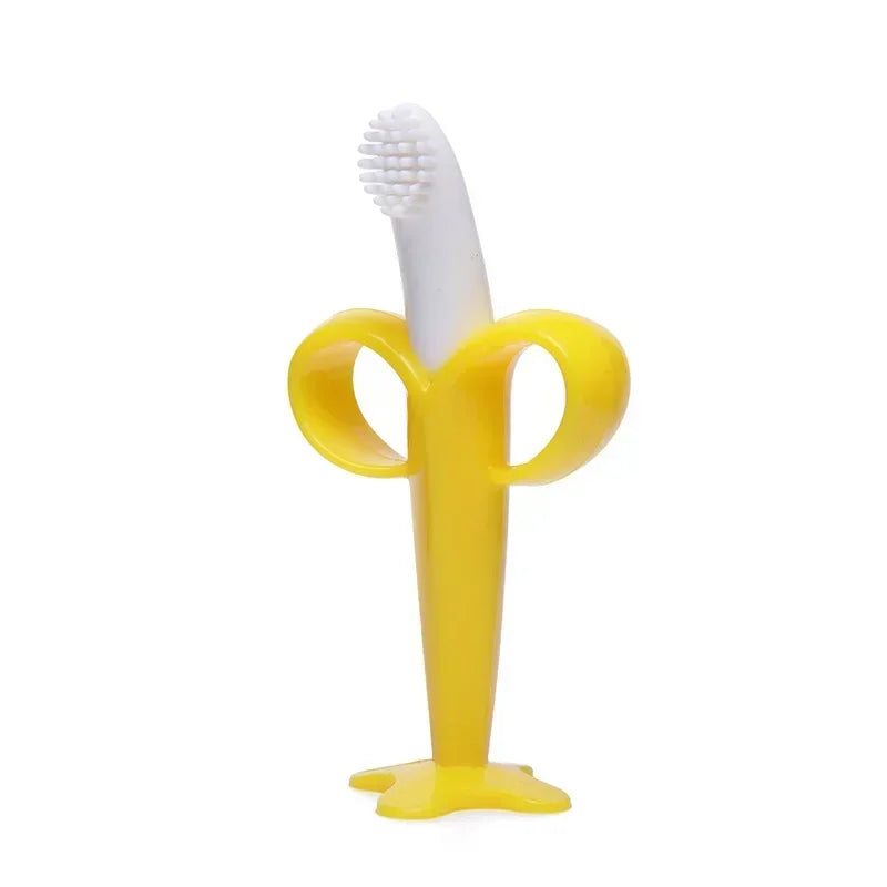 Baby Silicone Training Toothbrush BPA Free Banana Shape Safe Toddle Teether Chew Toys Teething Ring Gift For Infant Chewing