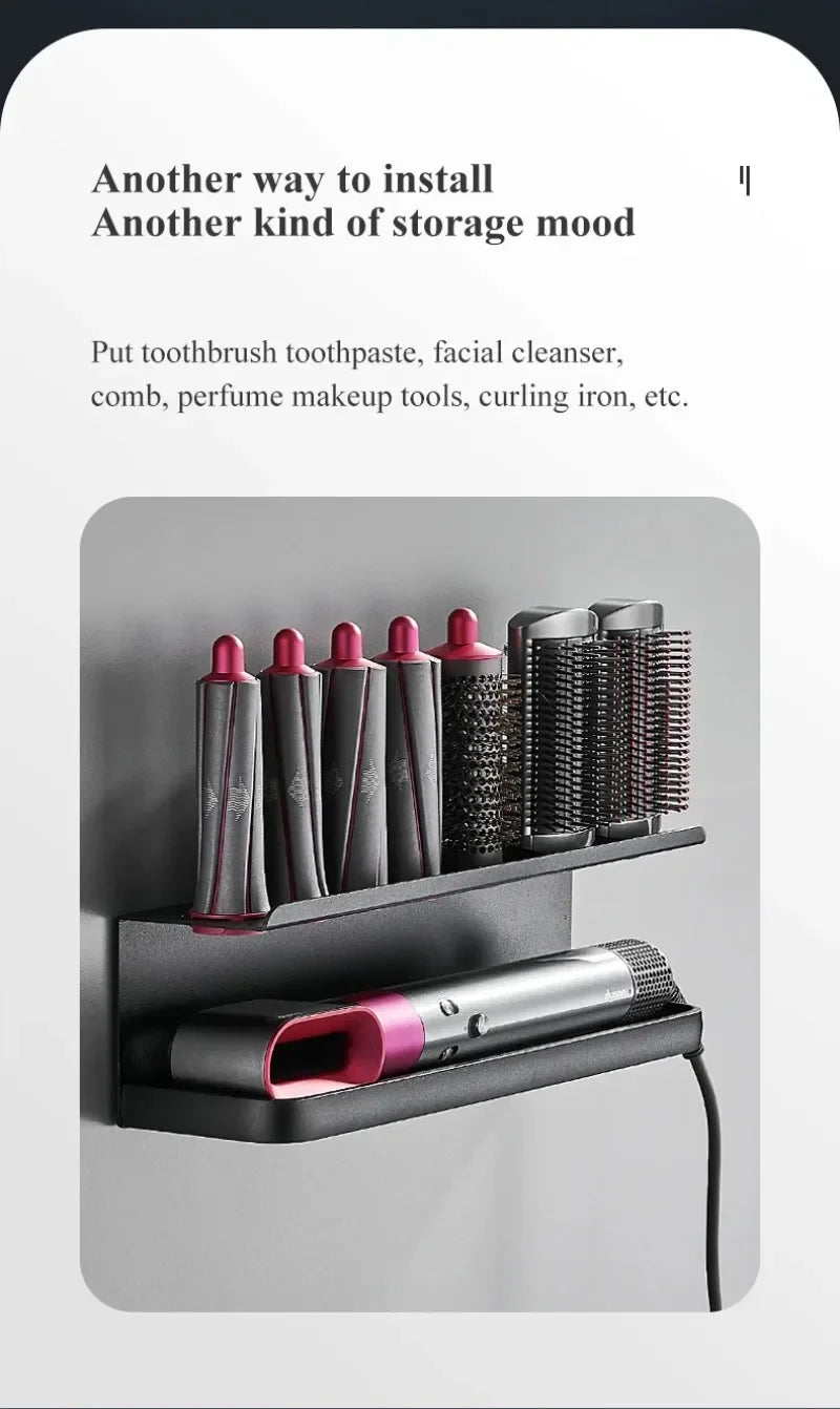 Wall Hairdryer Holder Dyson Airwrap Storage Shelf Makeup Storage Rack Dryer Hair Curler Stand Bathroom Organizer Home Accessory