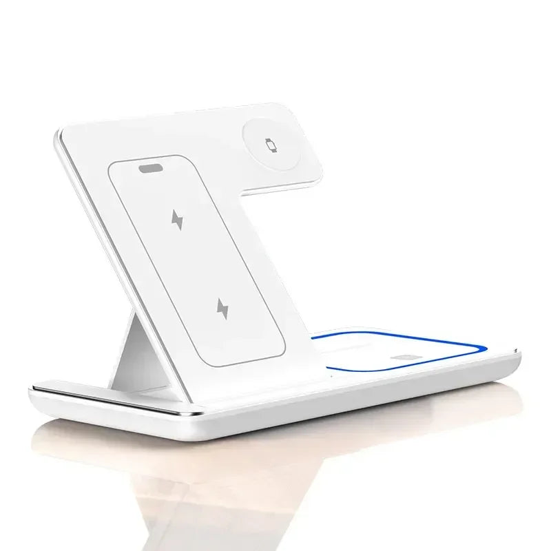 3 in 1 Desktop Wireless Charger Foldable Fast Phone Charge Station For iPhone 16 15 14 13 12 Apple Watch 10/9/8/7/6 AirPods 3/2