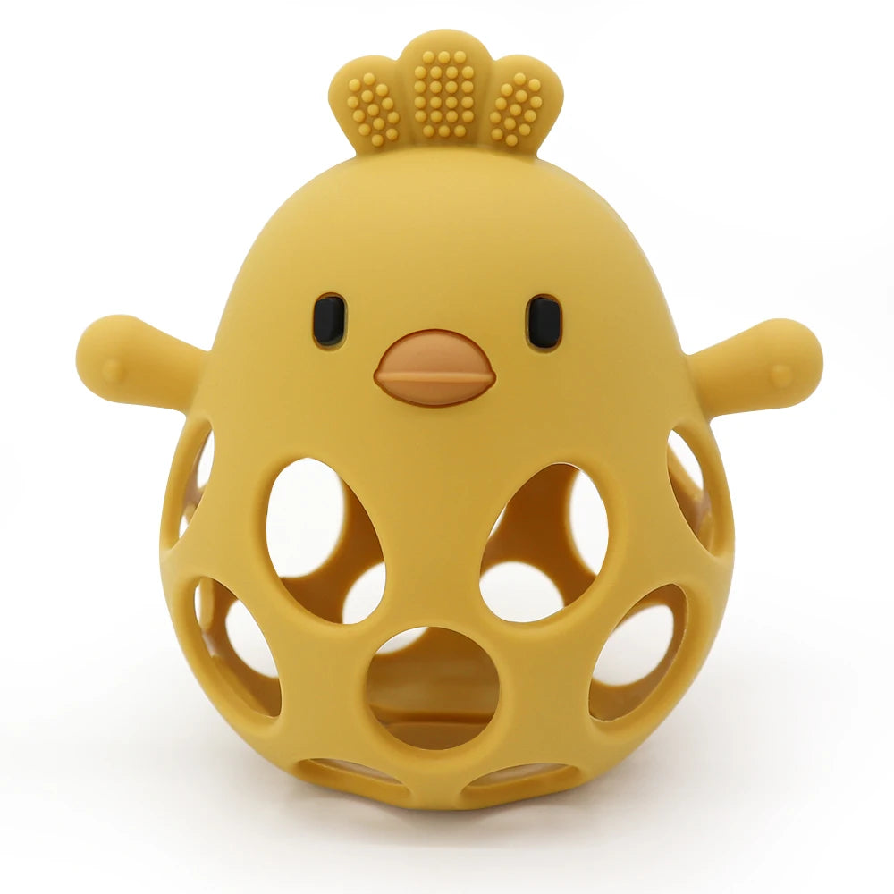 Baby Teether Gloves – Cartoon Chick Silicone Teething Toy for Dental Care & Gum Relief
