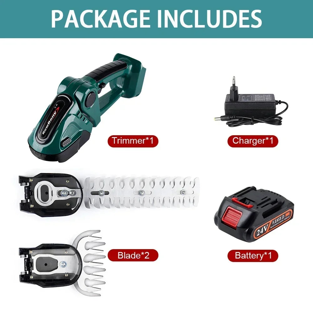 NEWBENY 2 IN 1 Electric Hedge Trimmer Cordless Portable High Power Household Lawn Mower Rechargeable Pruner Weeding Garden Tools