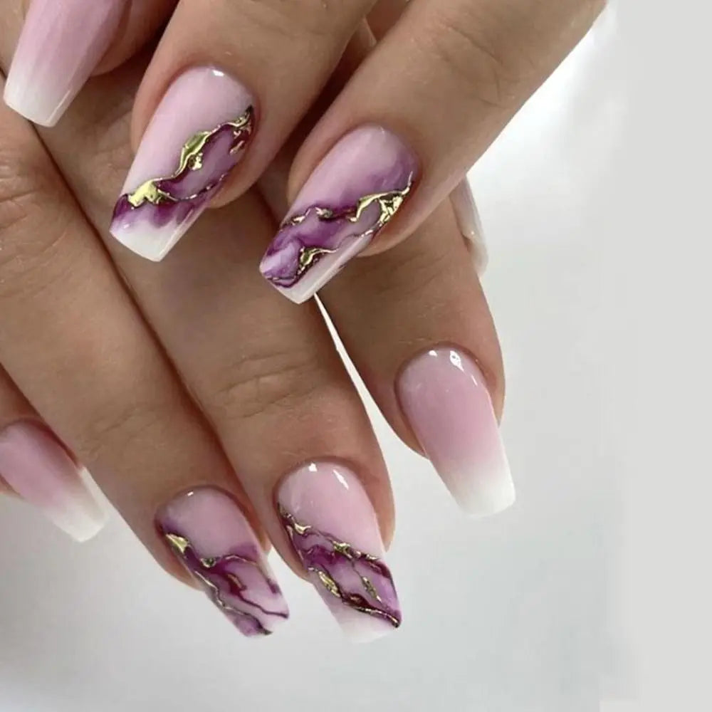 24PCS waterproof French Ombre Press-On Nails