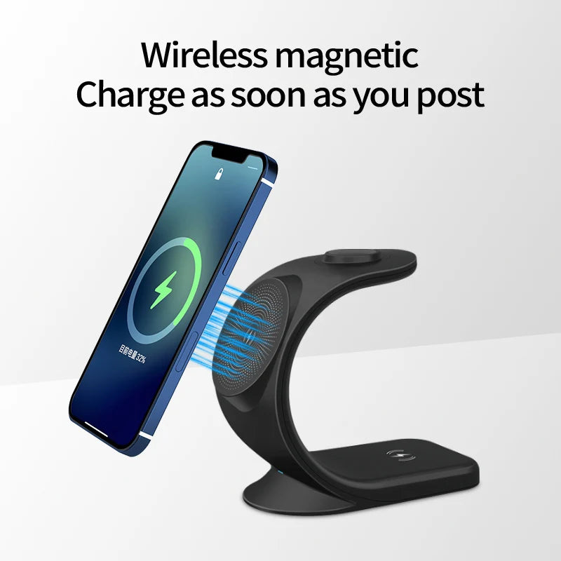 New Magnetic 3 in 1 Wireless Charger for Smart Phone/12 5-15W Wireless Charging Station for Watch/Earphones Phone Holder/Bracket