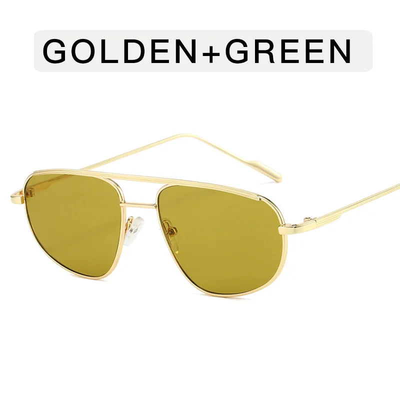 Metal Punk Square Pilot Sunglasses Women Men Luxury Brand Metal Half Frame Sun Glasses Female Gradient Shades Eyewear