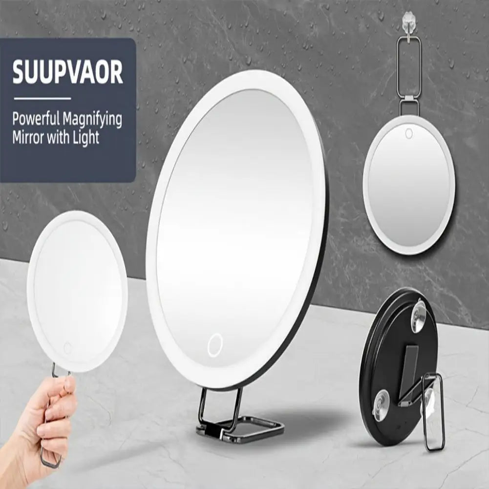 10/20/30X Magnifying Mirror With LED Light Tweezers 360 Degrees Rotary Wall Hanging Desktop Magnified Makeup Vanity Mirror Home