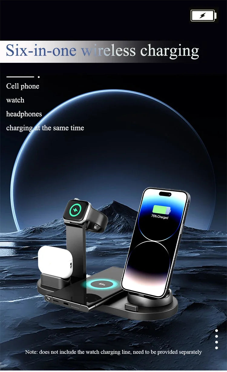 30W 7 in 1 Wireless Charger Stand Pad For iPhone 16 15 14 Pro Max Apple Watch Airpods Pro iWatch 8 7 Fast Charging Dock Station