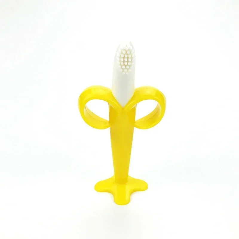 Baby Silicone Training Toothbrush BPA Free Banana Shape Safe Toddle Teether Chew Toys Teething Ring Gift For Infant Chewing