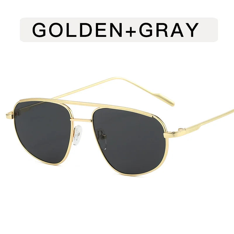 Metal Punk Square Pilot Sunglasses Women Men Luxury Brand Metal Half Frame Sun Glasses Female Gradient Shades Eyewear