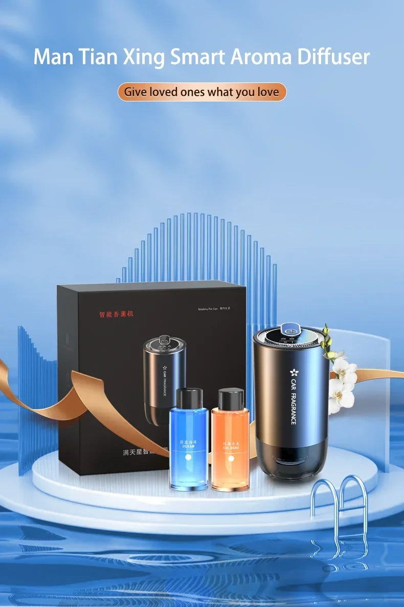1000mAh Car Air Freshener USB Rechargeable Fragrance Diffuser LED Light Smell Distributor Aromatherapy Scent Air Refresher