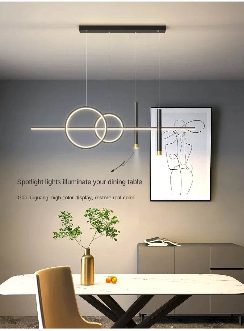 Modern Dining Room Pendant Light LED Smart Remote Control Dining Table Hanging Lamp Luxury Lustre Home Indoor Decor Chandelier