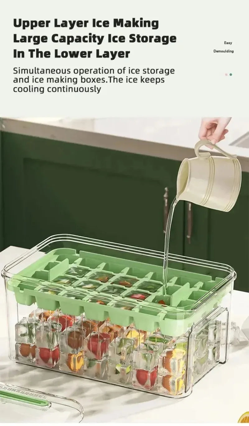 Elegant Ice Storage Tray – Quick-Click Mold for Effortless Ice Making