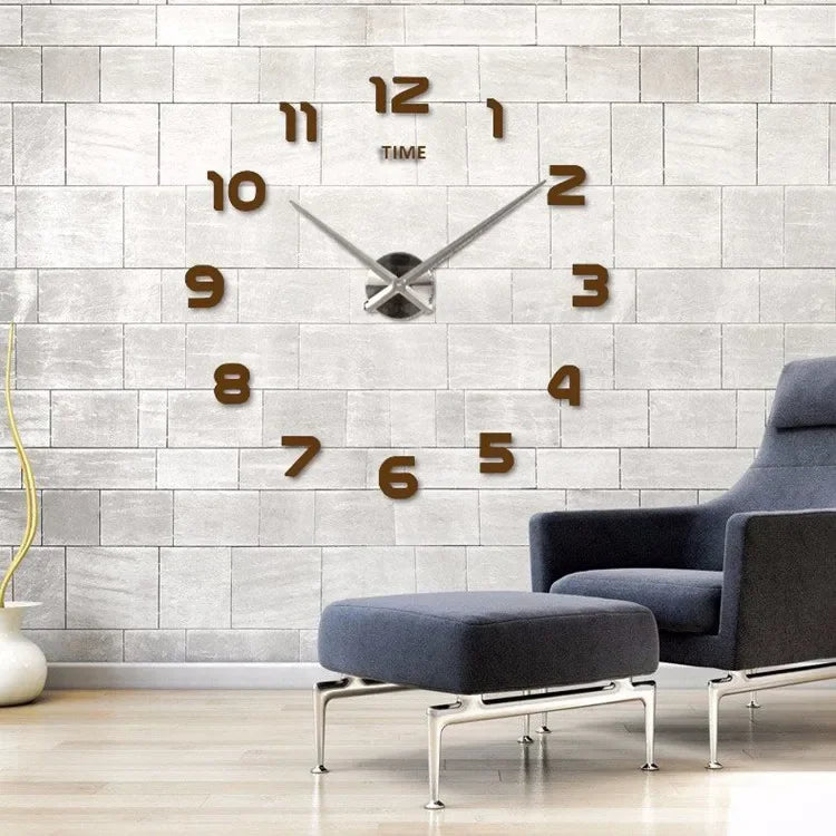 Modern Design Large Wall Clock 2D DIY Quartz Clock Fashion Watch Acrylic Mirror Stickers Living Room Home Decoration Decor