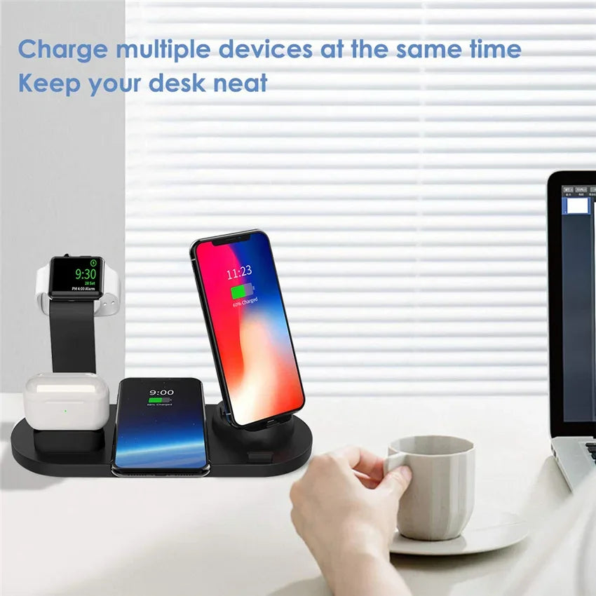 30W 7 in 1 Wireless Charger Stand Pad For iPhone 16 15 14 Pro Max Apple Watch Airpods Pro iWatch 8 7 Fast Charging Dock Station