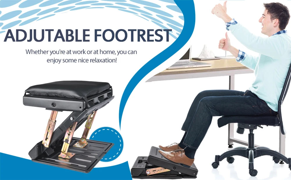 Adjustable Footrest With Removable Soft Foot Rest Pad Max-Load 120Lbs With Massaging Beads For Car Home 4-Level Height