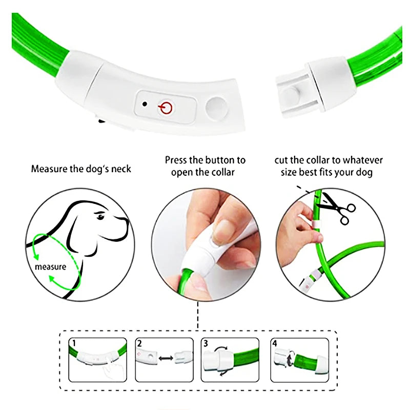 LumiPaw™ Luxe LED Pet Collar – USB Rechargeable, Adjustable & Radiantly Safe