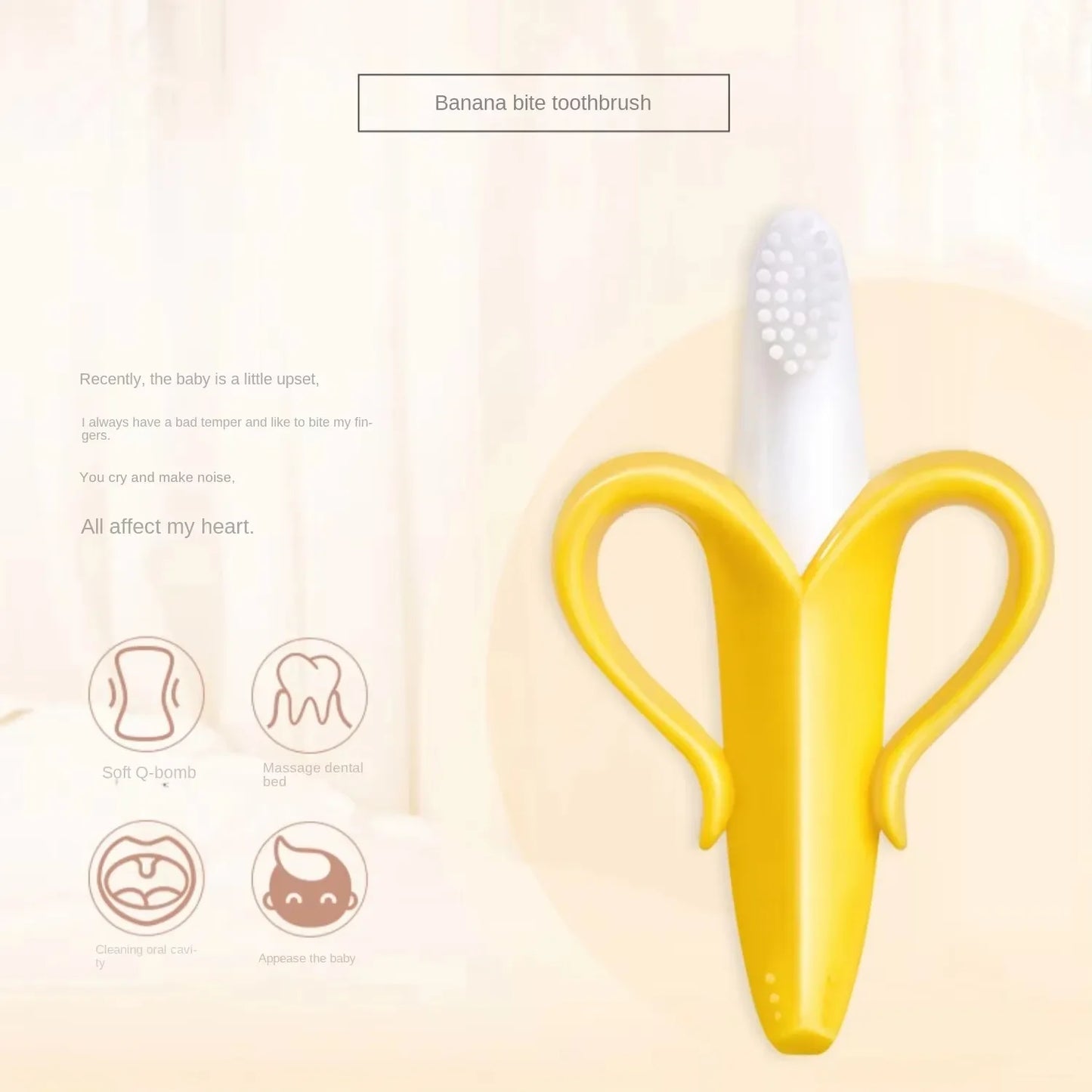 Baby Silicone Training Toothbrush BPA Free Banana Shape Safe Toddle Teether Chew Toys Teething Ring Gift For Infant Chewing