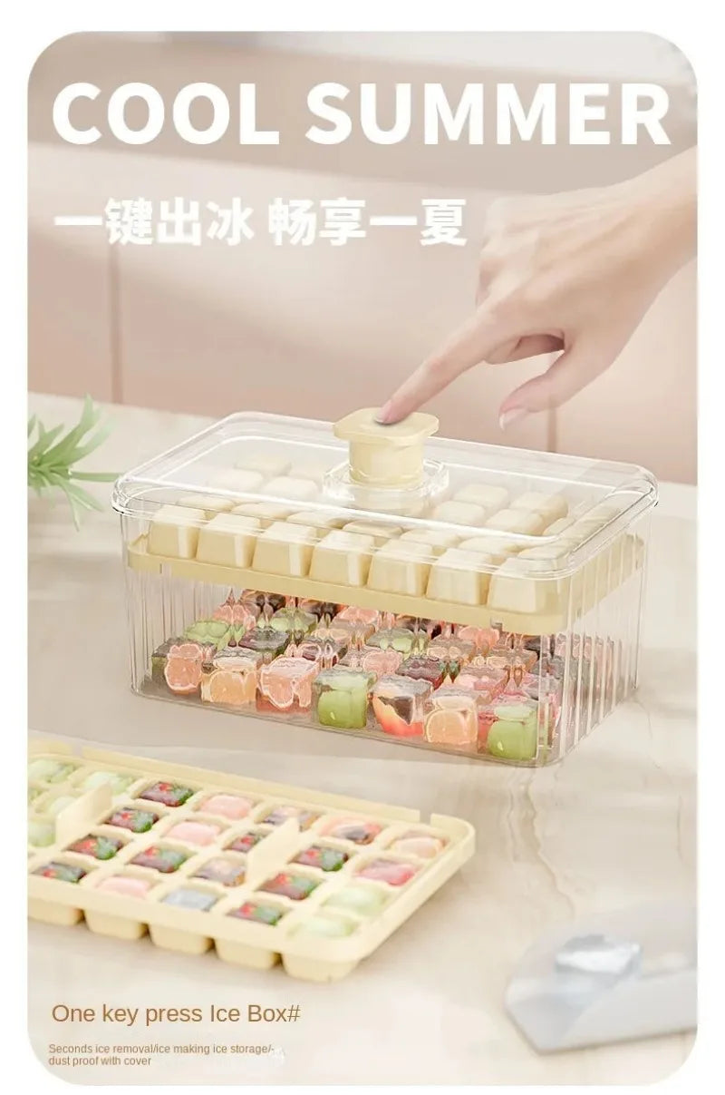 Elegant Ice Storage Tray – Quick-Click Mold for Effortless Ice Making