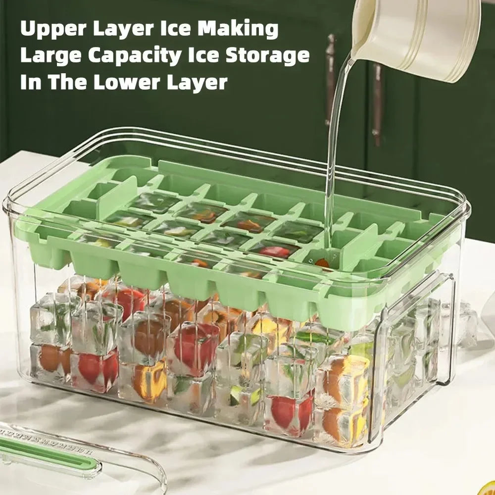 Elegant Ice Storage Tray – Quick-Click Mold for Effortless Ice Making