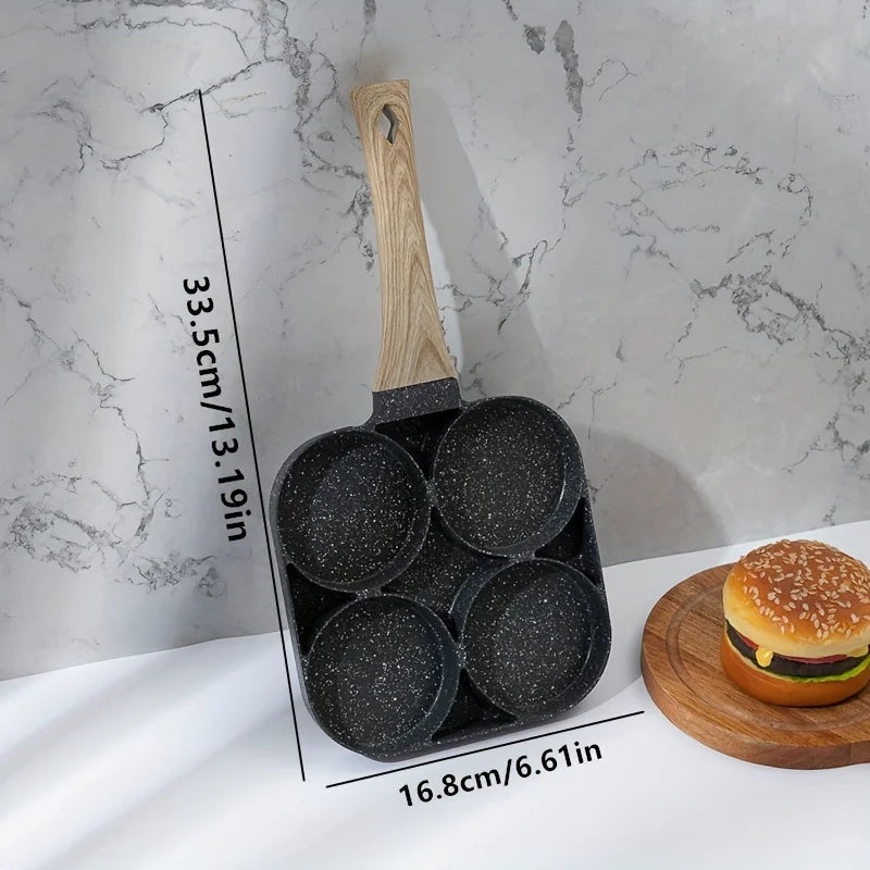 4-Hole Non-Stick Egg Frying Pan – Multi-Section Skillet for Breakfast & Burgers