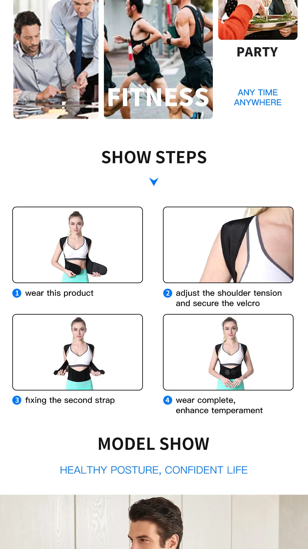 Adjustable Back Posture Corrector Belt Women Men Prevent Slouching Relieve Pain Posture Corrector