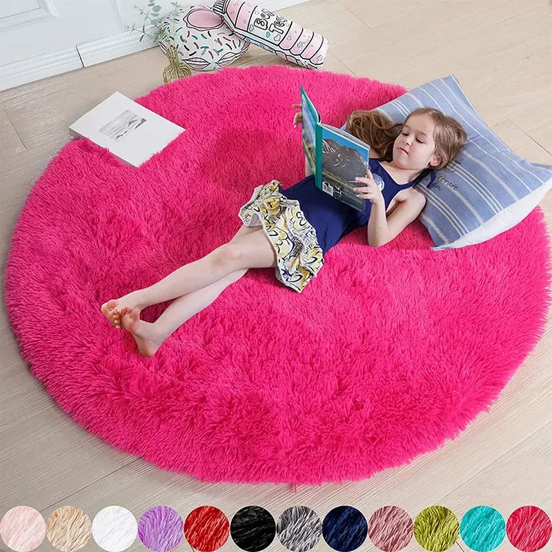 Soft Luxe Round Carpet – Fluffy White Rug for Living Room, Kid’s Room & More
