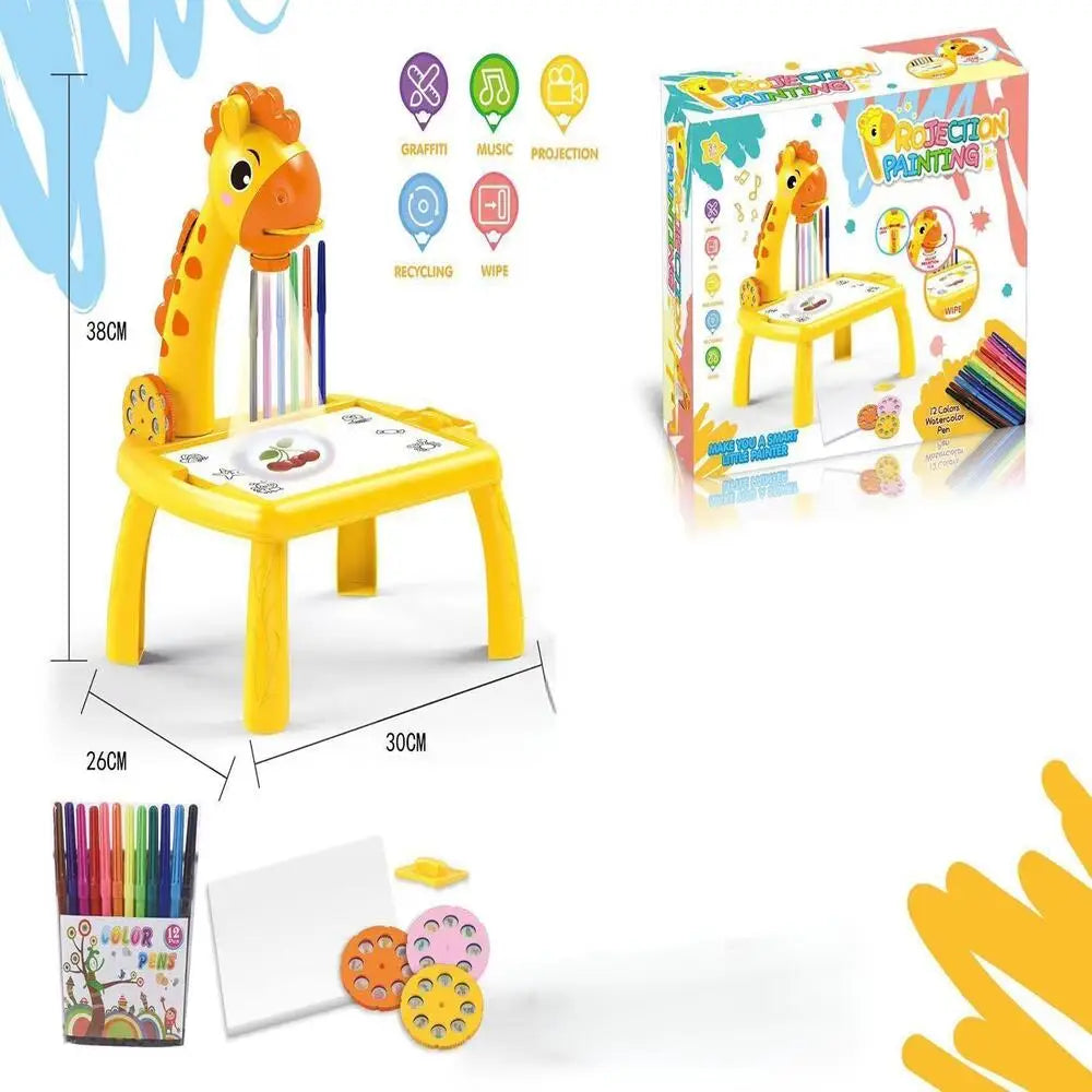 Kids' Creative LED Projector Drawing Table Toy, Multifunctional Educational Board with Rich Painting Set, Perfect Learning Tools