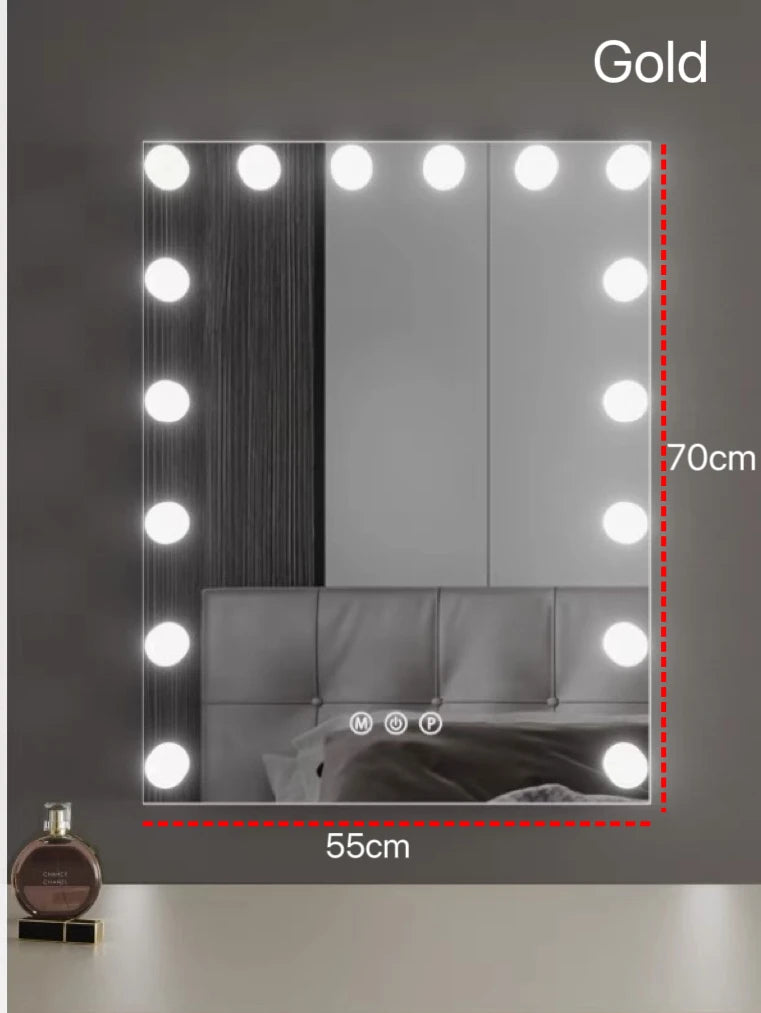 Vanity Makeup Mirror with Lights 17 LED Bulbs 3 Color Lighting Cosmetics for Dressing Bedroom Wall mounted White