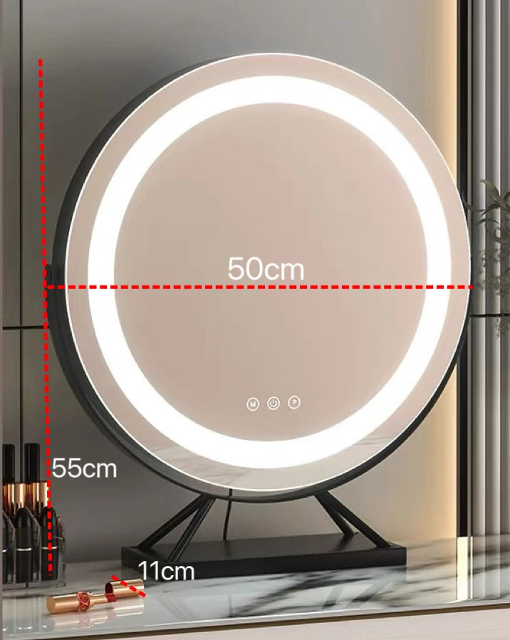 Cosmetic Makeup Mirror with Lights Led Lighted Vanity Tabletop Dimmable Multi-color Travel Mirrors with 15x Spot Maganify Mirror