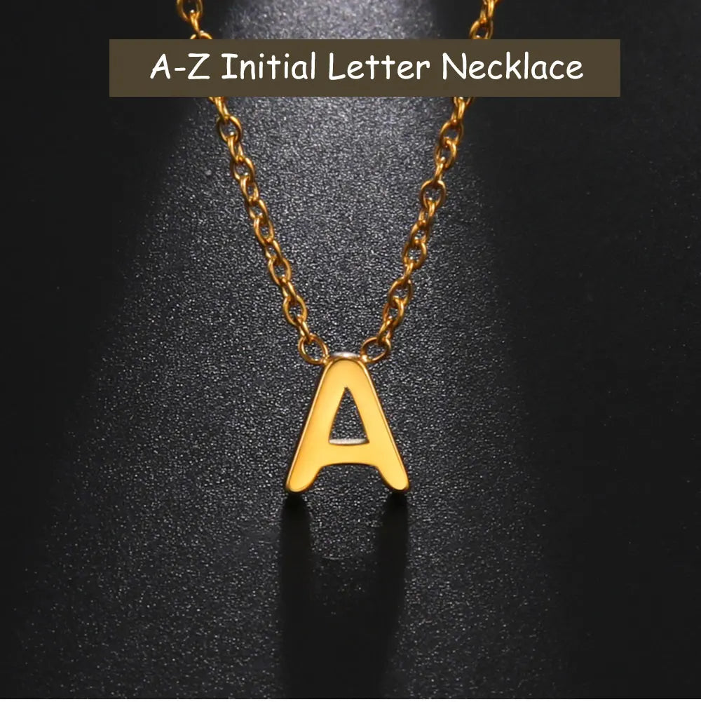 Cazador Personalized Initial Necklace – Minimalist A–Z Charm on Stainless Chain