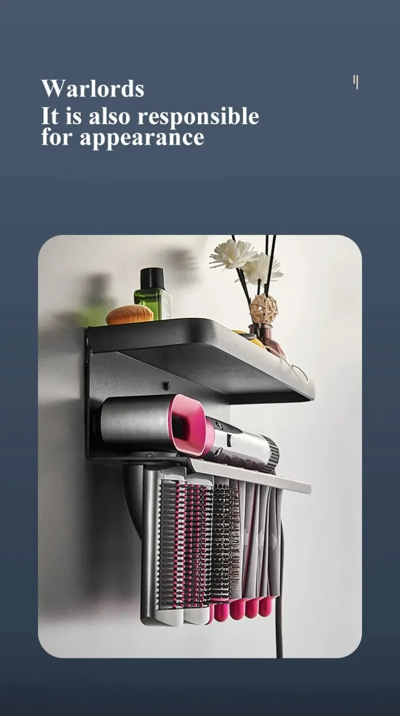 Wall Hairdryer Holder Dyson Airwrap Storage Shelf Makeup Storage Rack Dryer Hair Curler Stand Bathroom Organizer Home Accessory