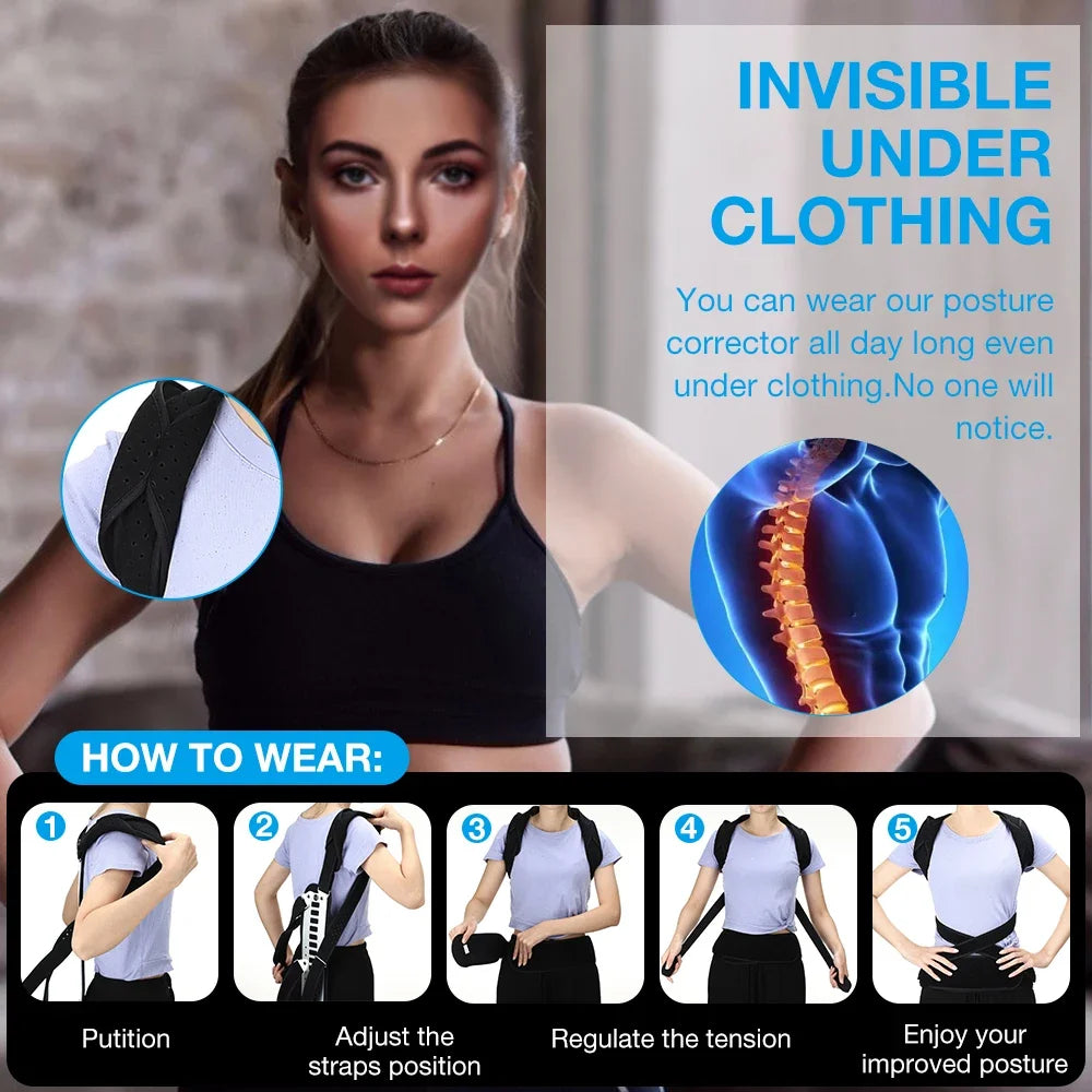 Posture Perfect Adjustable Back Brace – Pain Relief & Full Support for Men & Women