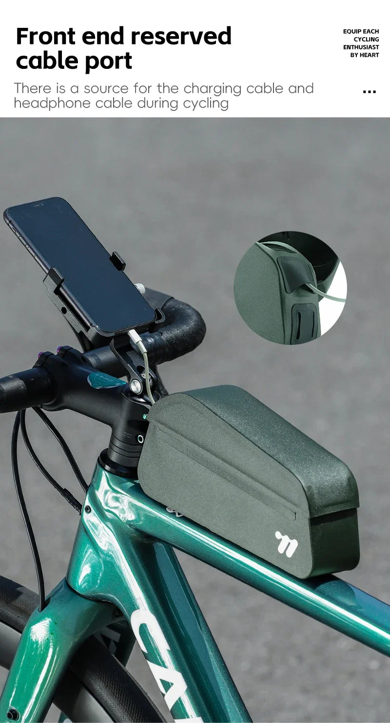WEST BIKING Waterproof Bicycle Top Tube Bag Lightweight Bike Frame Pack Durable Cycling Storage Bag for Mountain and Road Bikes