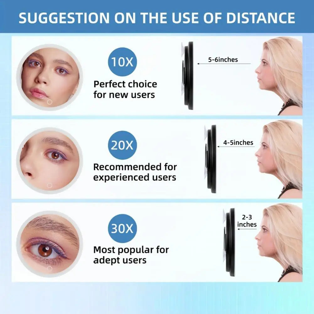 10/20/30X Magnifying Mirror With LED Light Tweezers 360 Degrees Rotary Wall Hanging Desktop Magnified Makeup Vanity Mirror Home