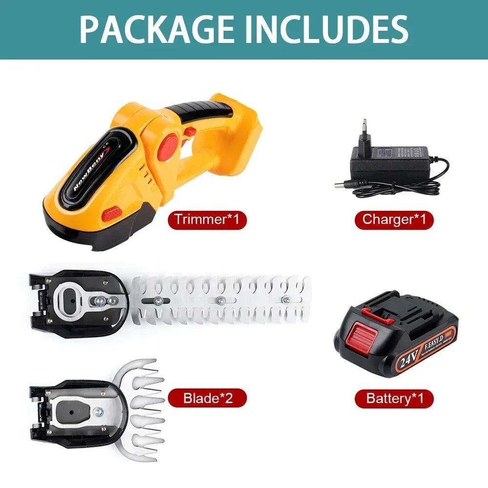 NEWBENY 2 IN 1 Electric Hedge Trimmer Cordless Portable High Power Household Lawn Mower Rechargeable Pruner Weeding Garden Tools