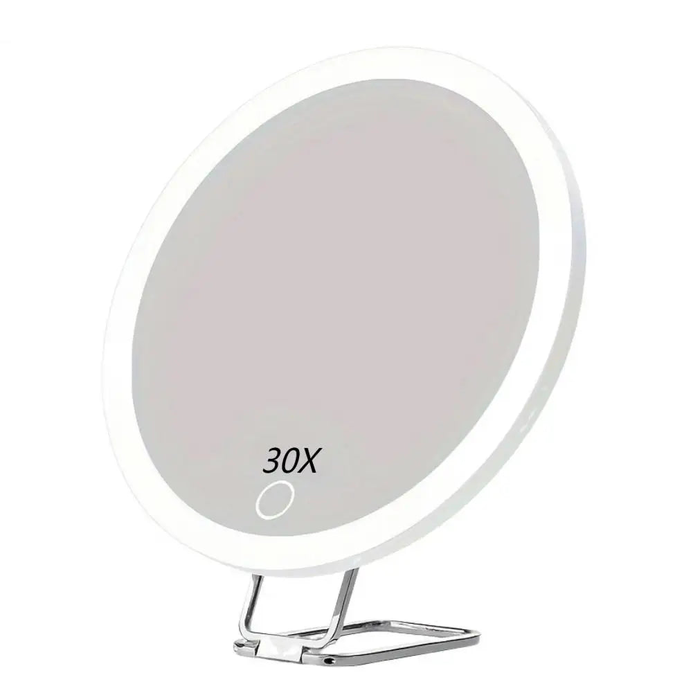 10/20/30X Magnifying Mirror With LED Light Tweezers 360 Degrees Rotary Wall Hanging Desktop Magnified Makeup Vanity Mirror Home