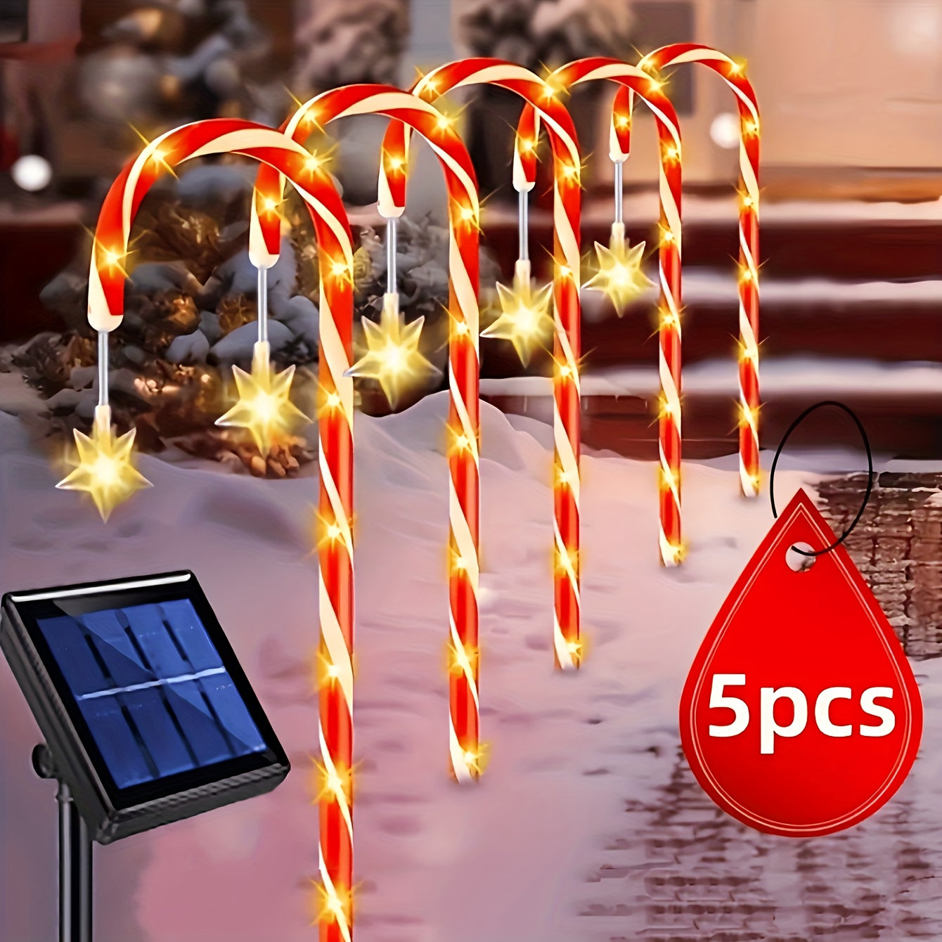 Christmas Candy Cane Lights, Solar-Powered Christmas Decoration Lighting for Holiday Gifts, Outdoor Christmas Decorations, Christmas Home Decor, Festive Lighting, Seasonal Decorations, Candy Cane Design, Holiday Light Display